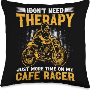 Vintage Cafe Racer Shirts & Cafe Motorcycle Gifts I Don’t Need Therapy-Just More Time On My Cafe Racer – Almohada de 16 x 16 pulgadas, multicolor Vintage Cafe Racer Shirts & Cafe Motorcycle Gifts I Don’t Need Therapy-Just More Time On My Cafe Racer – Almohada de 16 x 16 pulgadas, multicolor
