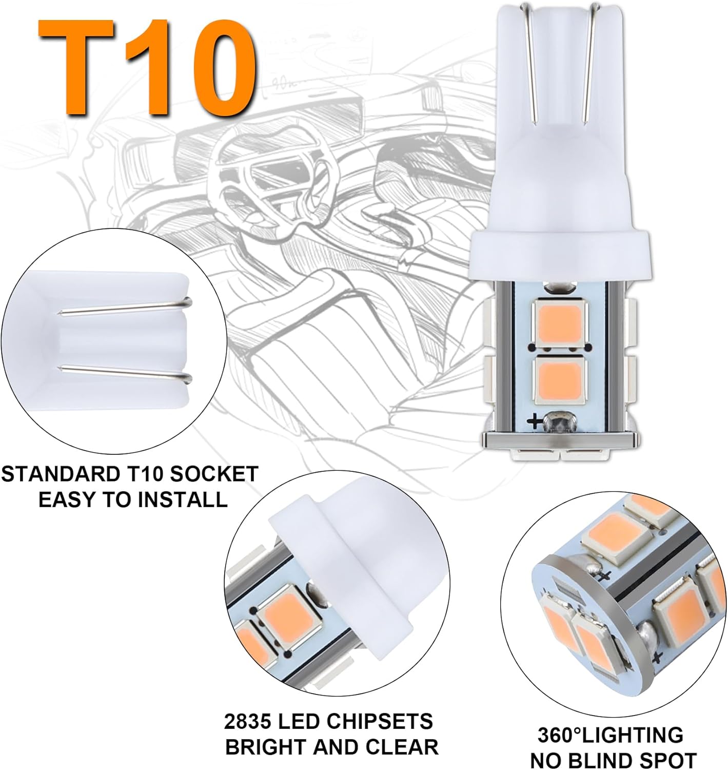 Juego de 24 bombillas LED para interior de automóvil, 194 T10 DE3175 578, 1.220 in, 1.654 in, luces de repuesto interiores para mapa, placa de