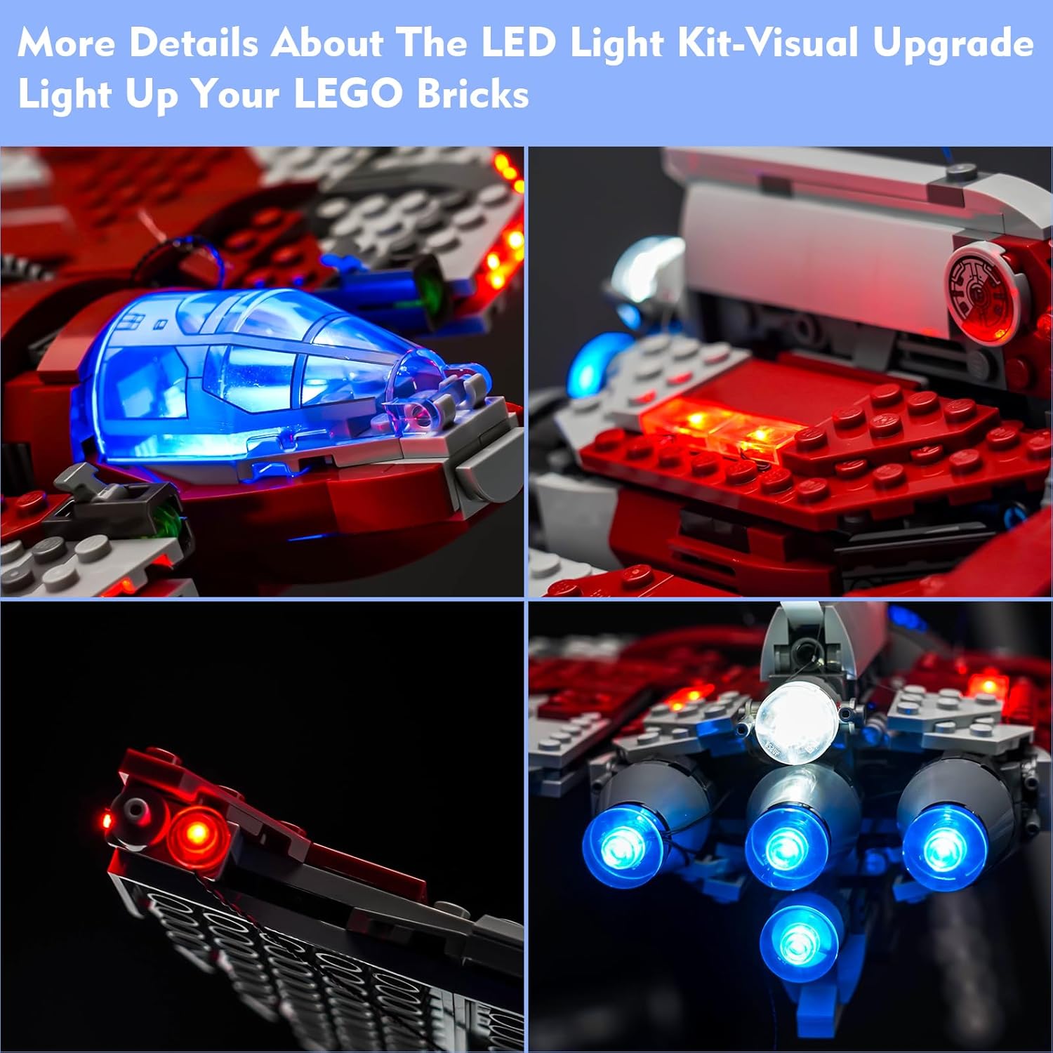 LocoLee Kit de luces LED para Lego Ahsoka Tano T-6 Jedi Shuttle 75362, control remoto, accesorios de iluminación creativa compatibles con Lego 75362