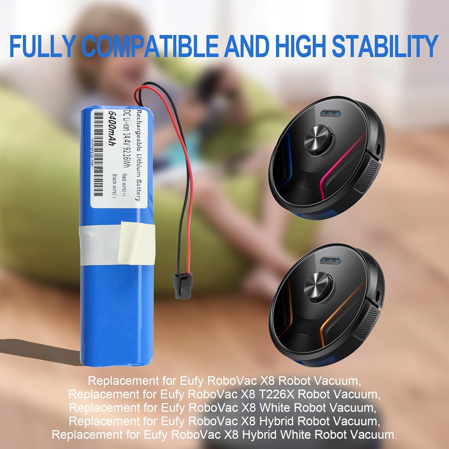ZTHY Reemplazo de batería de vacío PA61 de 6400 mAh para Eufy RoboVac X8, RoboVac X8 T226X, RoboVac X8 Hybrid White, Eufy RoboVac X8 Pro, Eufy
