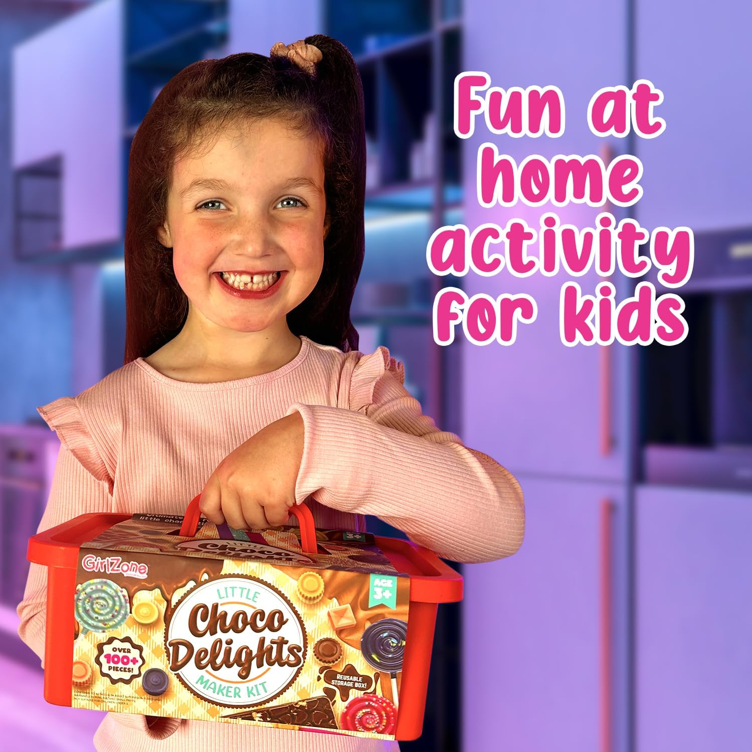 GirlZone Little Choco Delights – Kit de fabricación de chocolate con moldes de barra de caramelo, palitos de Lolly, envoltorios para barra de