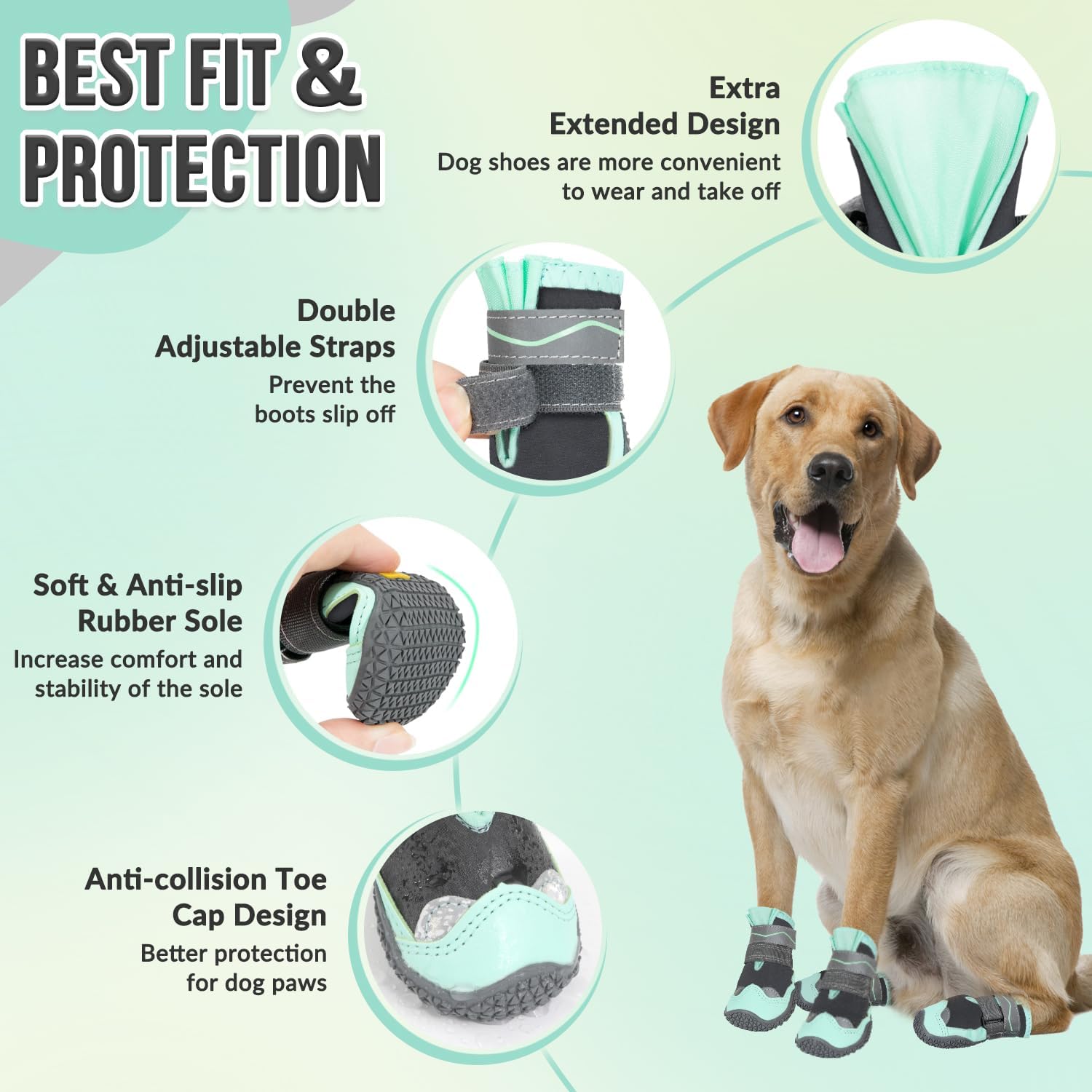 SlowTon Zapatos para perros grandes, pequeños y medianos, botas impermeables para pavimento caliente de verano, protector de patas para caminar al