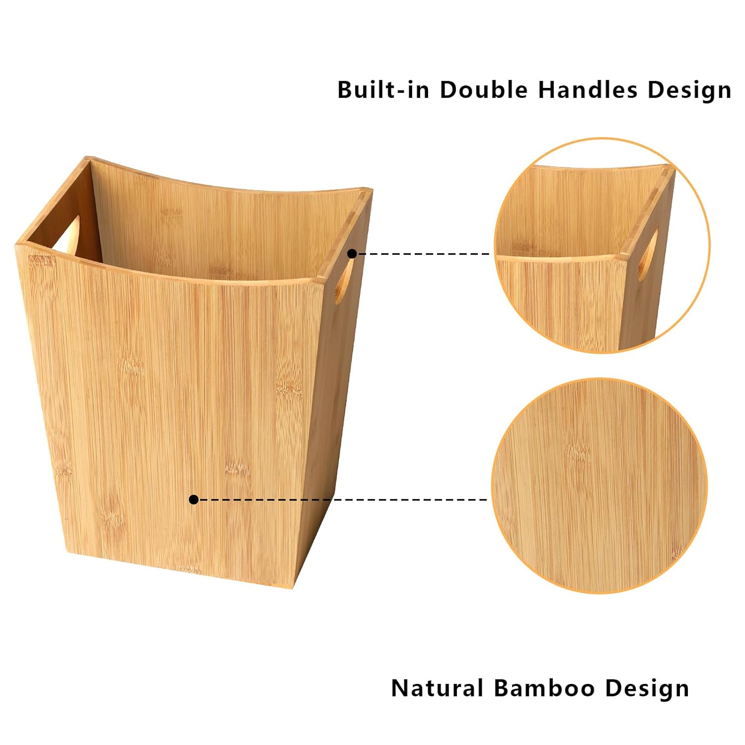 LIANTRAL Cubo de basura pequeño de 2 galones, cubo de basura de madera, cesta de basura de bambú, contenedor de reciclaje para dormitorio, sala de