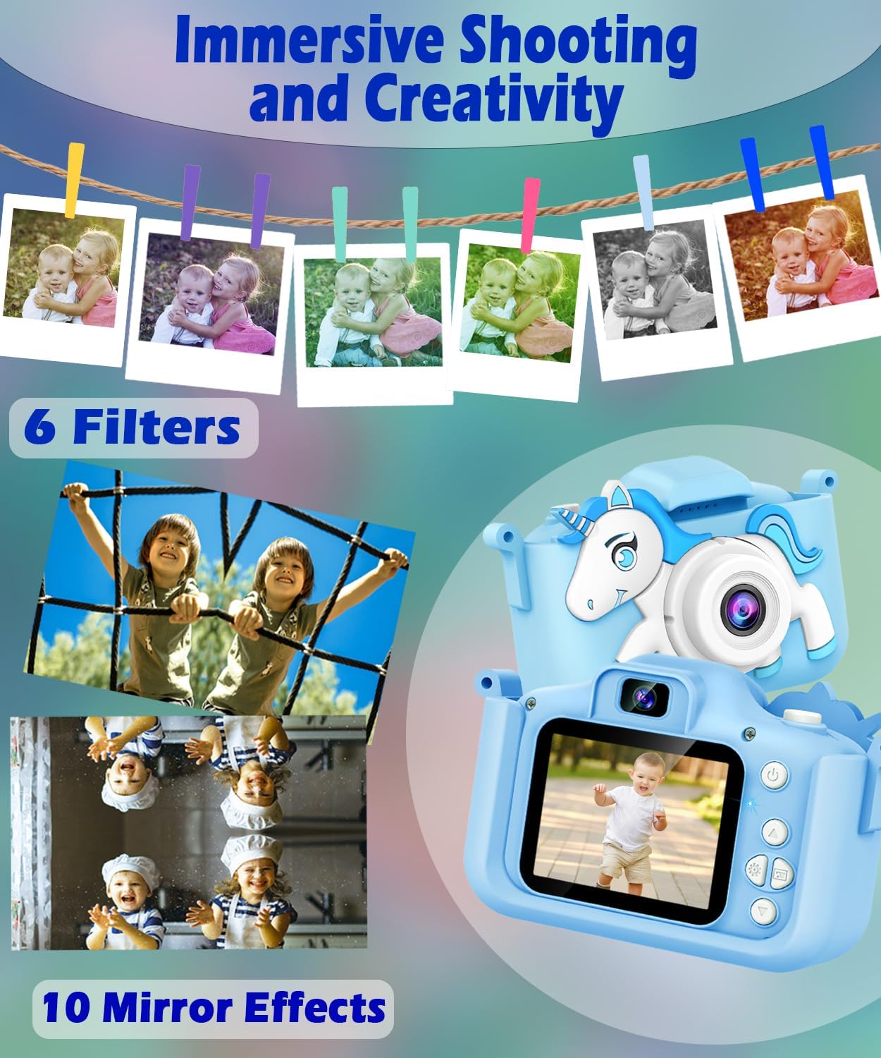 Cámara mejorada para niños, regalo para niñas y niños de 3 a 12 años, cámara de video selfie HD 1080P para niños pequeños, adorables regalos