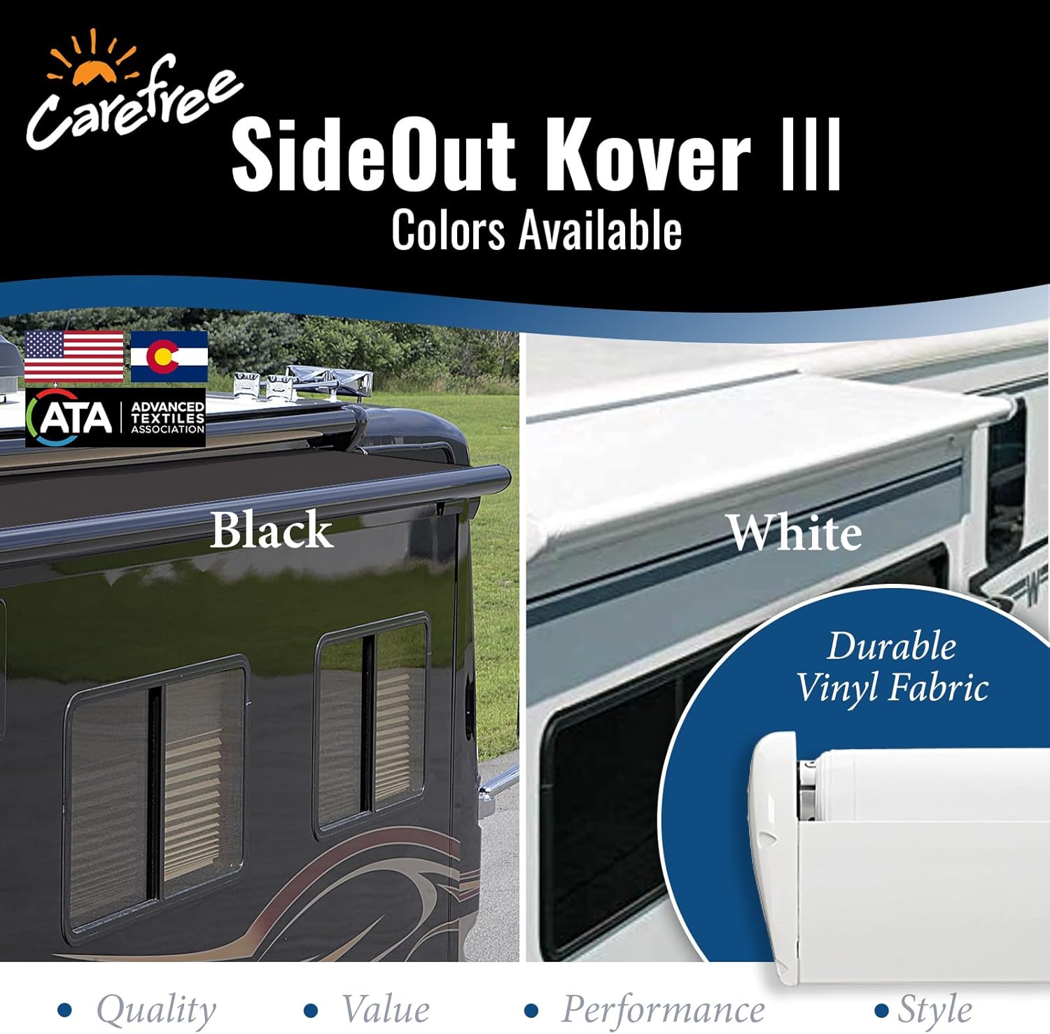 Carefree UP17362JV SideOut Kover III – Toldo deslizante negro de 170 a 173 pulgadas
