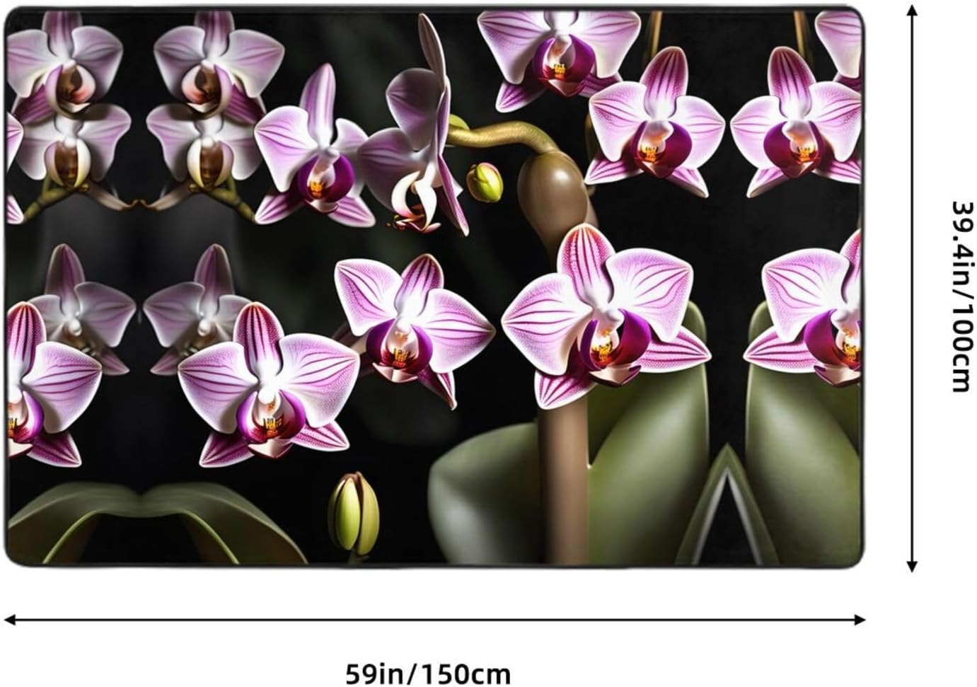 Alfombra con patrón de orquídea Bell para dormitorio, suave antideslizante, tapete impreso grande para interiores exteriores, 60 x 39 pulgadas