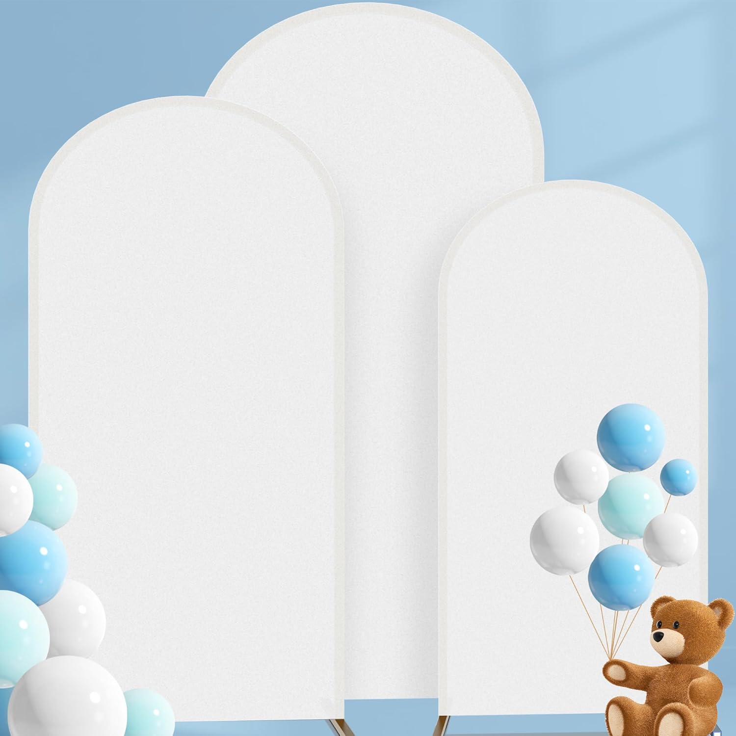3 fundas de arco de fondo  Cubierta de arco de boda ajustable de elastano  Cubierta de arco de 2 caras para decoración de bodas, cumpleaños,