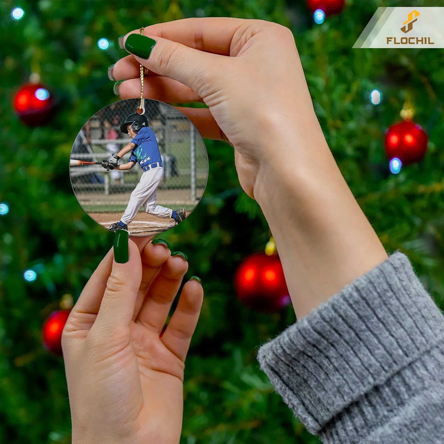 Adornos de béisbol personalizados para árbol de Navidad, adornos de béisbol con foto con nombre personalizado para niños y niñas, regalos para