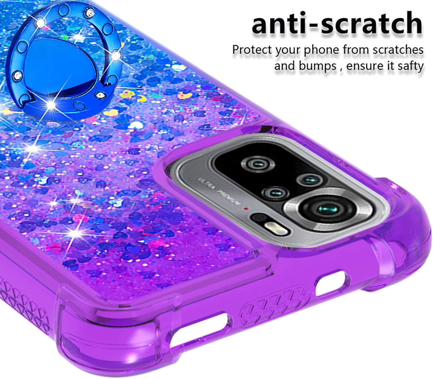 Funda para Redmi Note 10 4G, funda para Redmi Note 10S, brillante efecto arenas movedizas, carcasa protectora de TPU con cuatro esquinas para Redmi