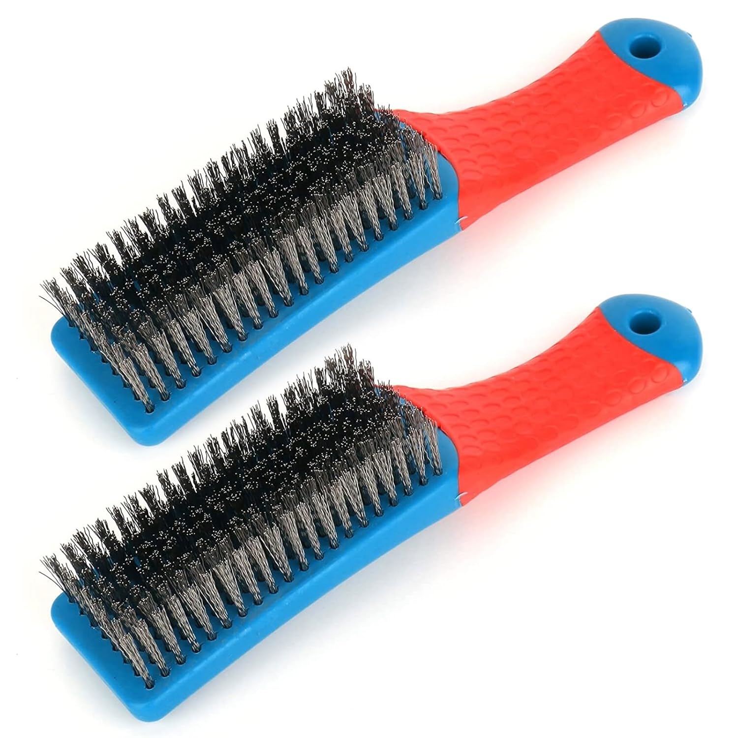 Paquete de 2 cepillos de alambre para limpieza, cepillo de alambre de acero inoxidable resistente para limpieza de óxido de metal, limpieza de