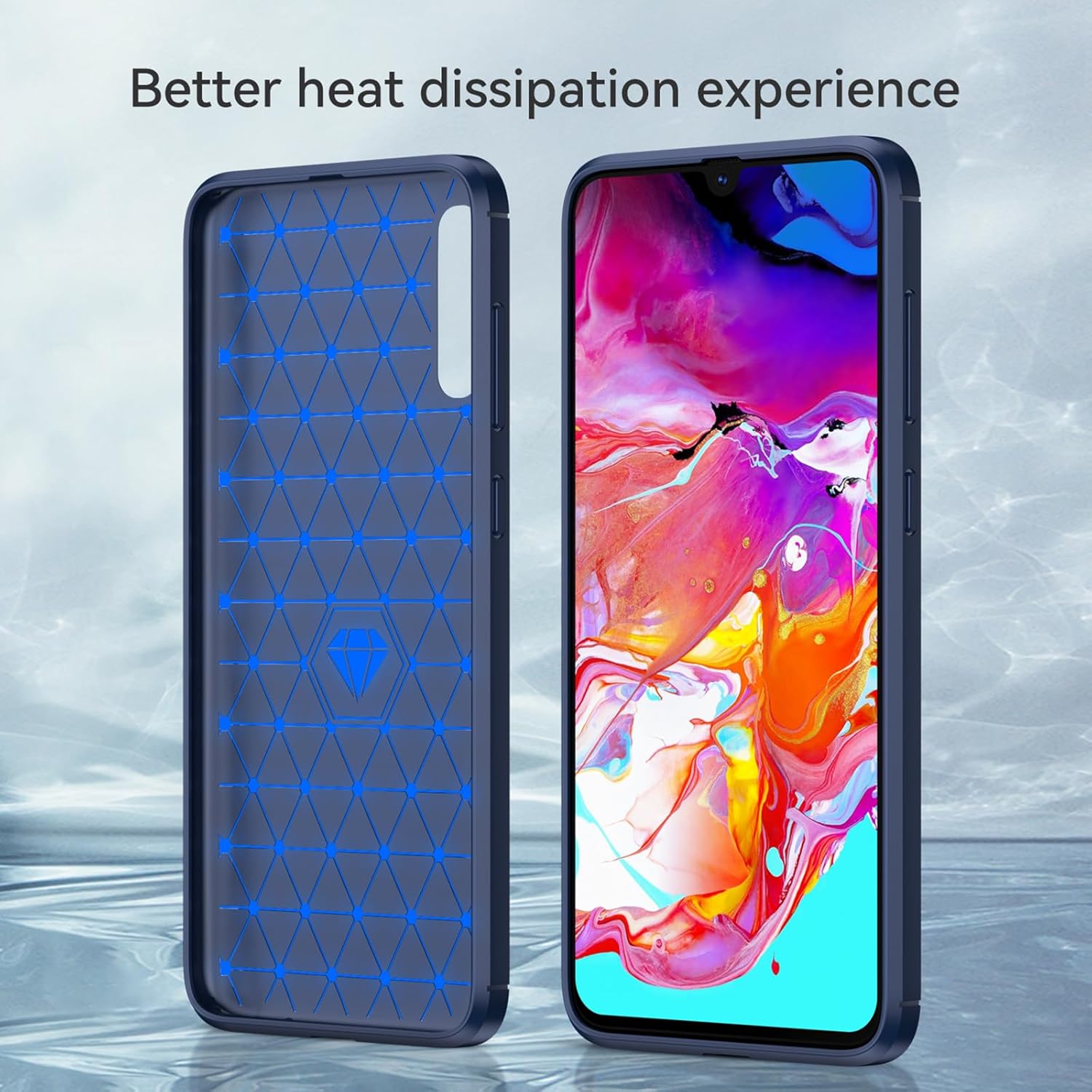 EUAGVQY Funda para Galaxy A70 de fibra de carbono, súper antideslizante, duradera, máxima comodidad, ligera, ajuste preciso, elegante diseño de moda