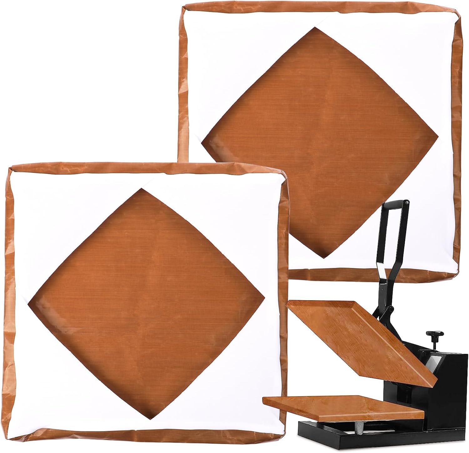 2 fundas para prensa de calor, alfombrilla de prensa de calor, cubierta de teflón de platina, cubierta de envoltura de 15 x 15 pulgadas, resistente