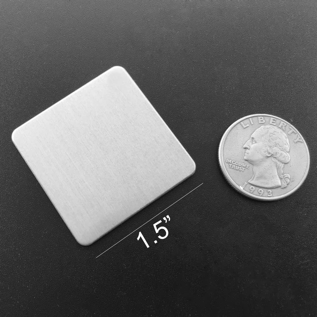 ABBECIAO 50 piezas de aluminio cuadrado de 1-12 pulgadas desbarraadas para estampado y grabado de metal