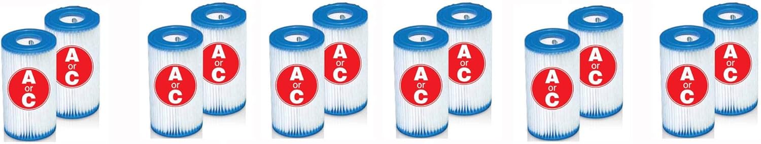 Intex Cartuchos de repuesto de filtro tipo A o C para piscina Easy Set (paquete de 6)