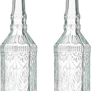 Bormioli Rocco Juego de 2 botellas Country Home Fiesole de 24 onzas con tapa de corcho natural, cristal de estrella teñido azul-verde, diseño Bormioli Rocco Juego de 2 botellas Country Home Fiesole de 24 onzas con tapa de corcho natural, cristal de estrella teñido azul-verde, diseño