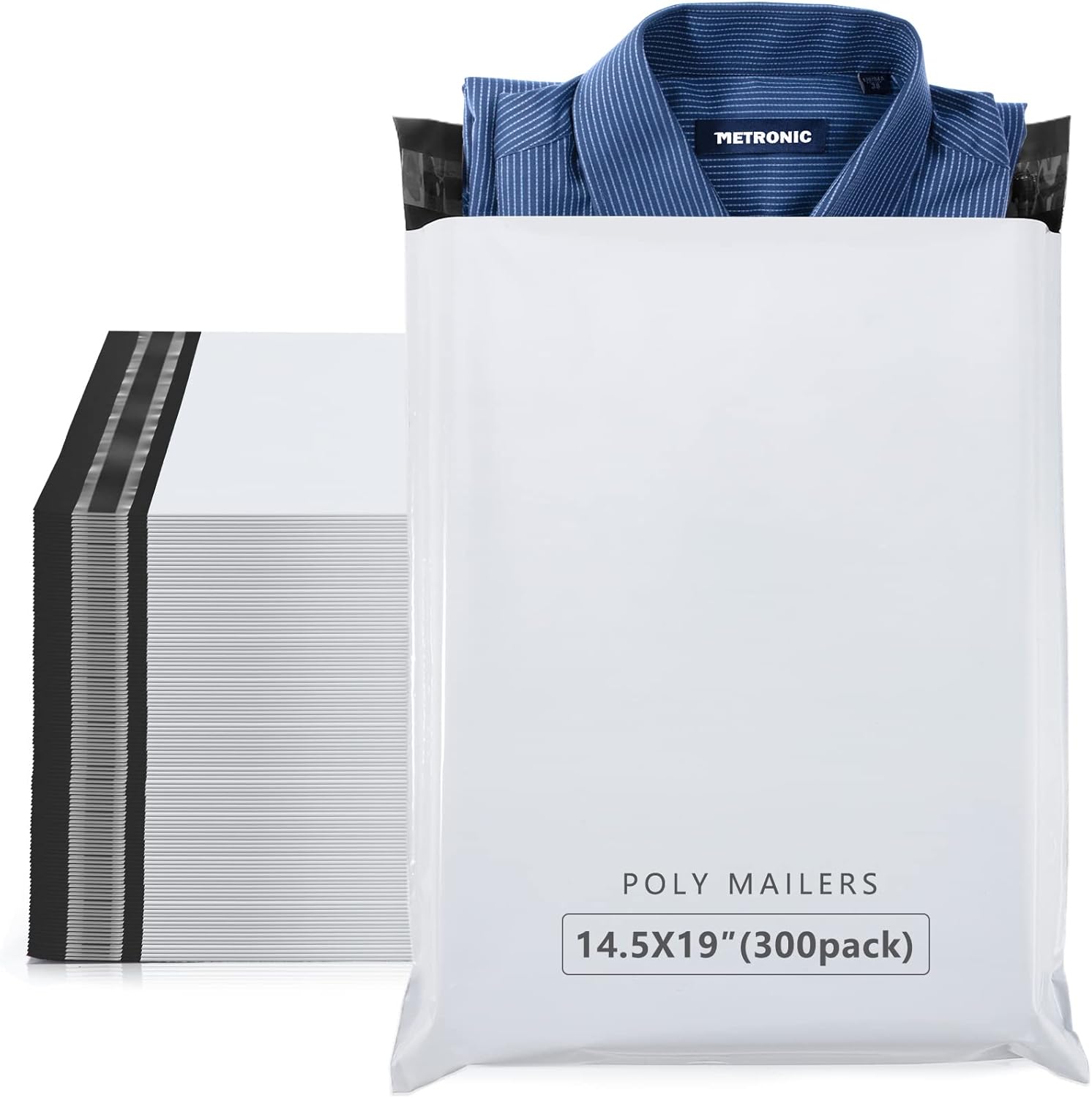 Metronic 300 bolsas de envío de 14.5 x 19 pulgadas, sobres grandes de polietileno para suministros de pequeñas empresas, bolsas de polietileno