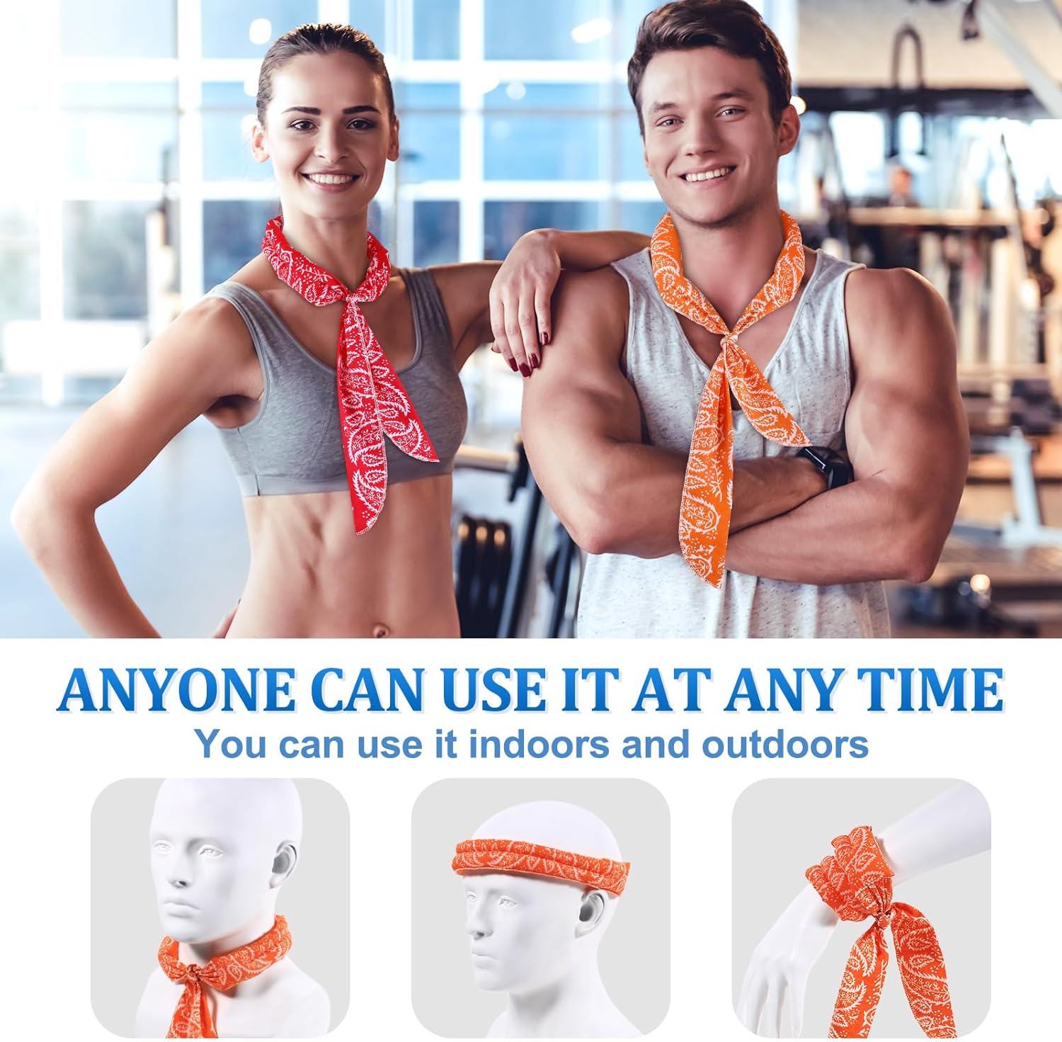 Bufanda de enfriamiento de hielo para el cuello, bandana para el cuello, bufanda refrescante para hombres y mujeres, actividades al aire libre (5),