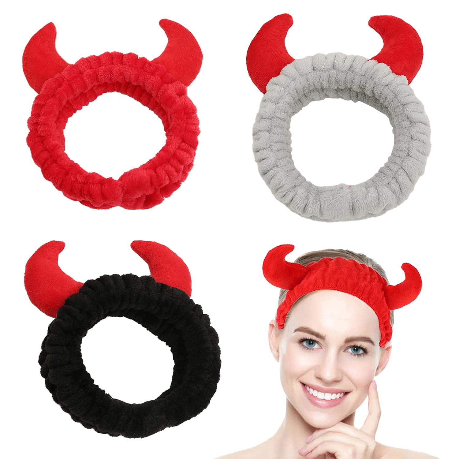 Qusmeiyici 3 diademas de tamaño pequeño para el cuidado de la piel, diadema de maquillaje para lavar la cara, diademas para mujeres, diadema de