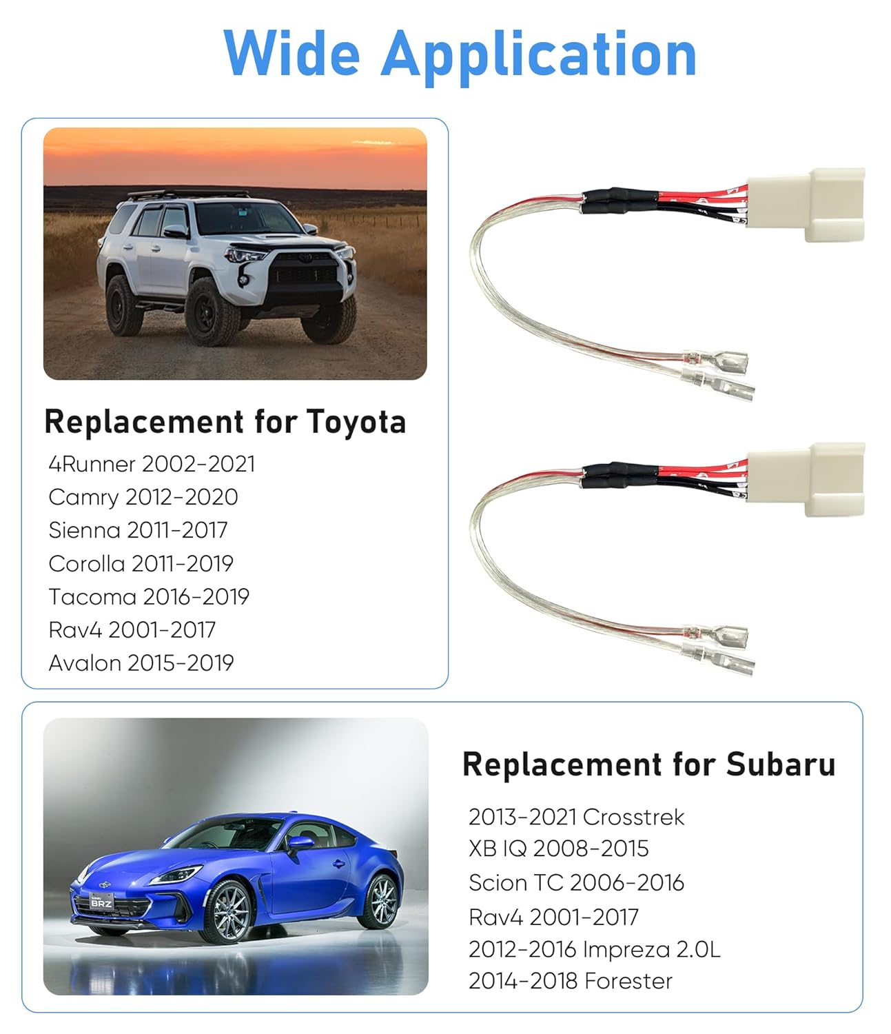 Reemplazo del arnés de cableado del altavoz de la puerta delantera del coche para Toyota Rav4CamryHighlander 2008-2022, Subaru