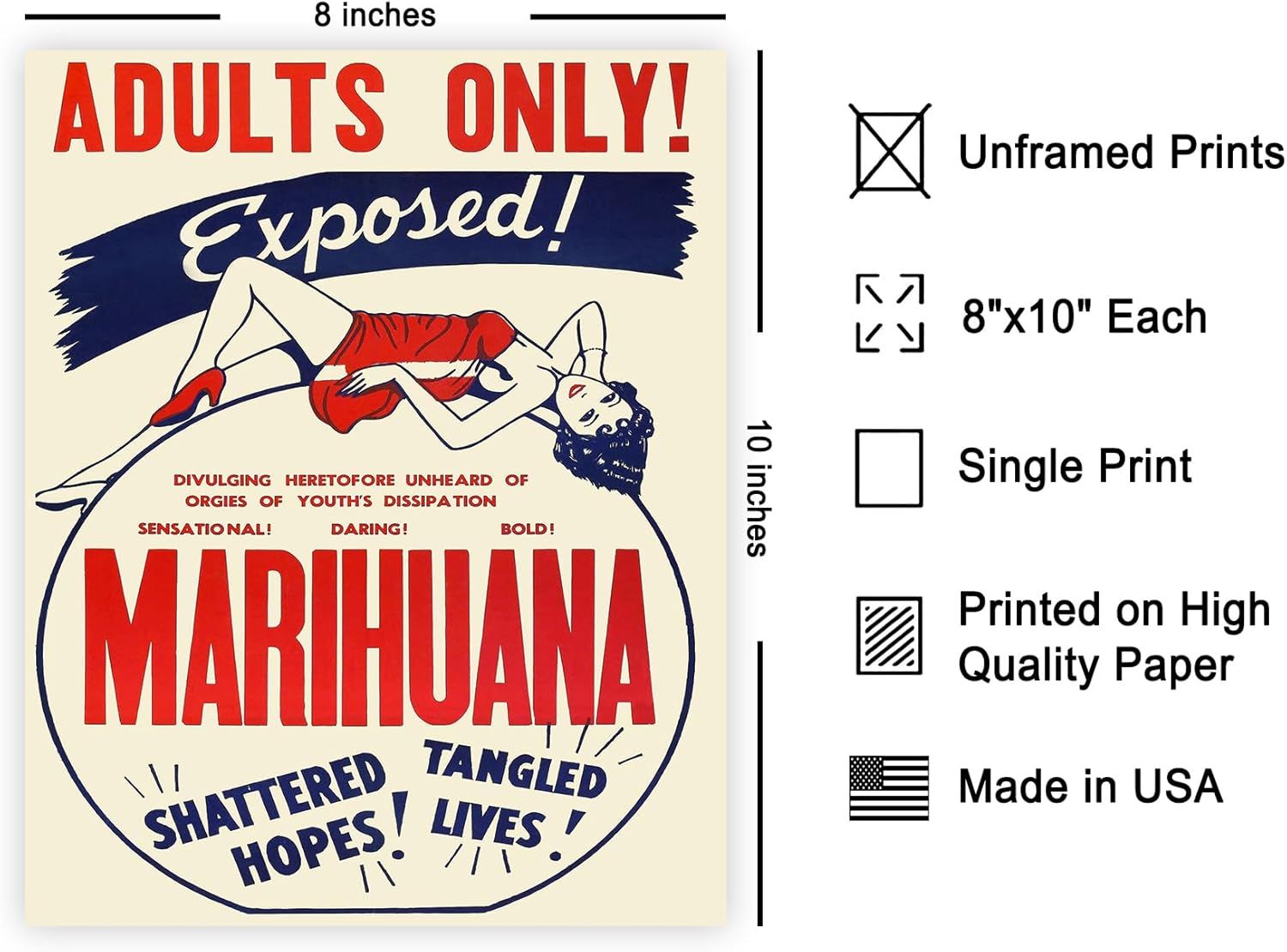 Poster Master Póster vintage de la película de marihuana  Impresión retro expuesta a la marihuana  Arte de marihuana  Regalo para él, ella, hombres,