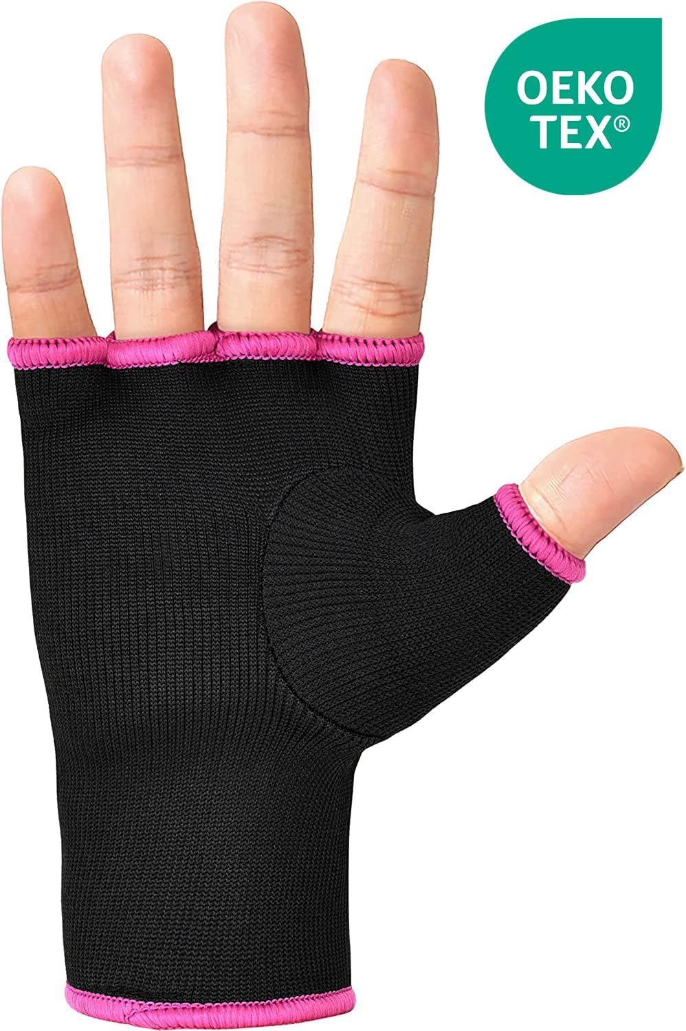 RDX Guantes interiores de boxeo para hombres y mujeres, vendajes elásticos de medio dedo, protección de puño debajo de los mitones, Muay Thai,