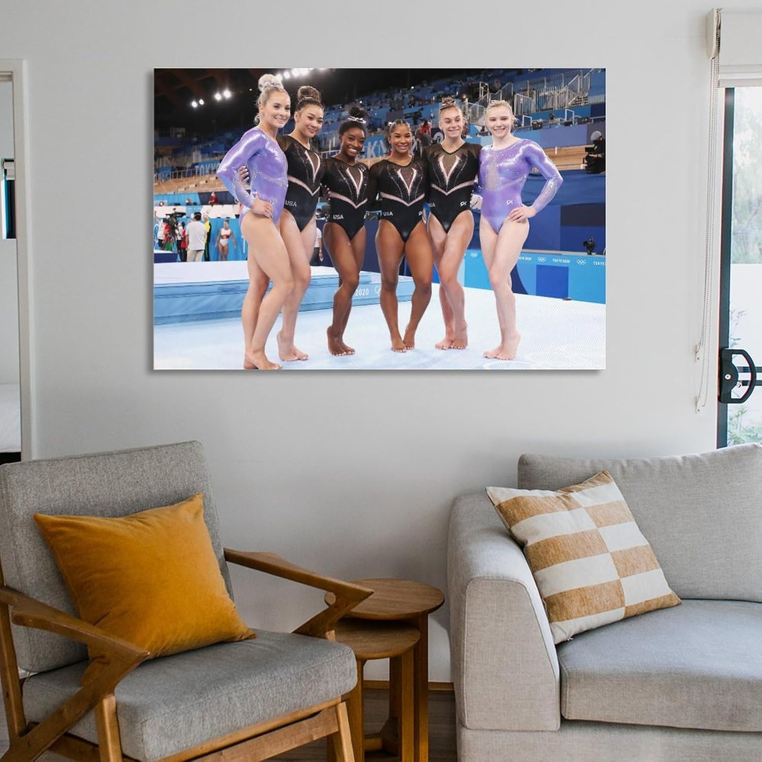 Póster del equipo de gimnasia de las mujeres de Estados Unidos Simone Biles, Jordan Chiles, Sunisa Lee y Grace Mccallum (3) póster artístico en