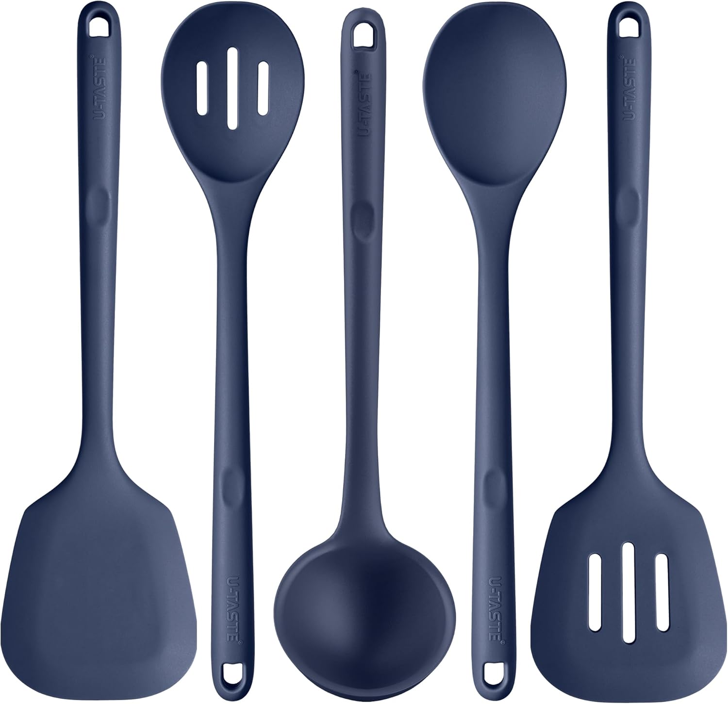 U-Taste – Juego de utensilios de cocina de silicona accesorios de cocina de 13.6 pulgadas de alta resistencia al calor, accesorios de cocina de goma