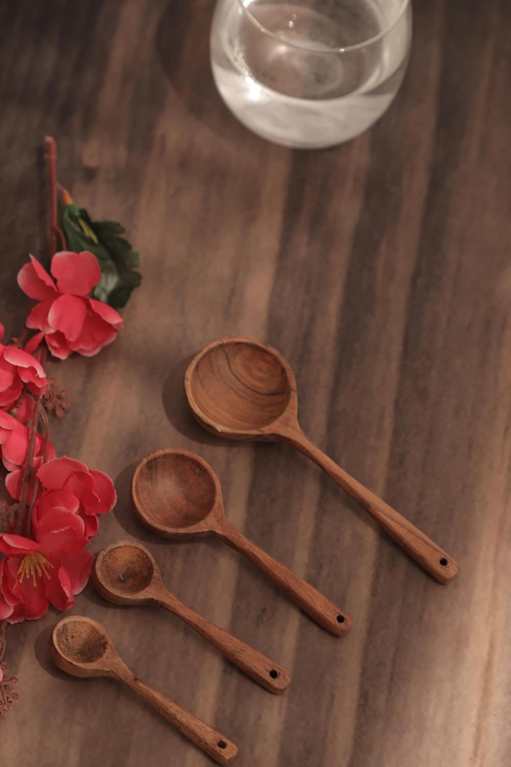 Juego de 4 cucharas medidoras de madera, cucharas medidoras de té, café, para cocina, hornear, utensilios de cocina, herramientas