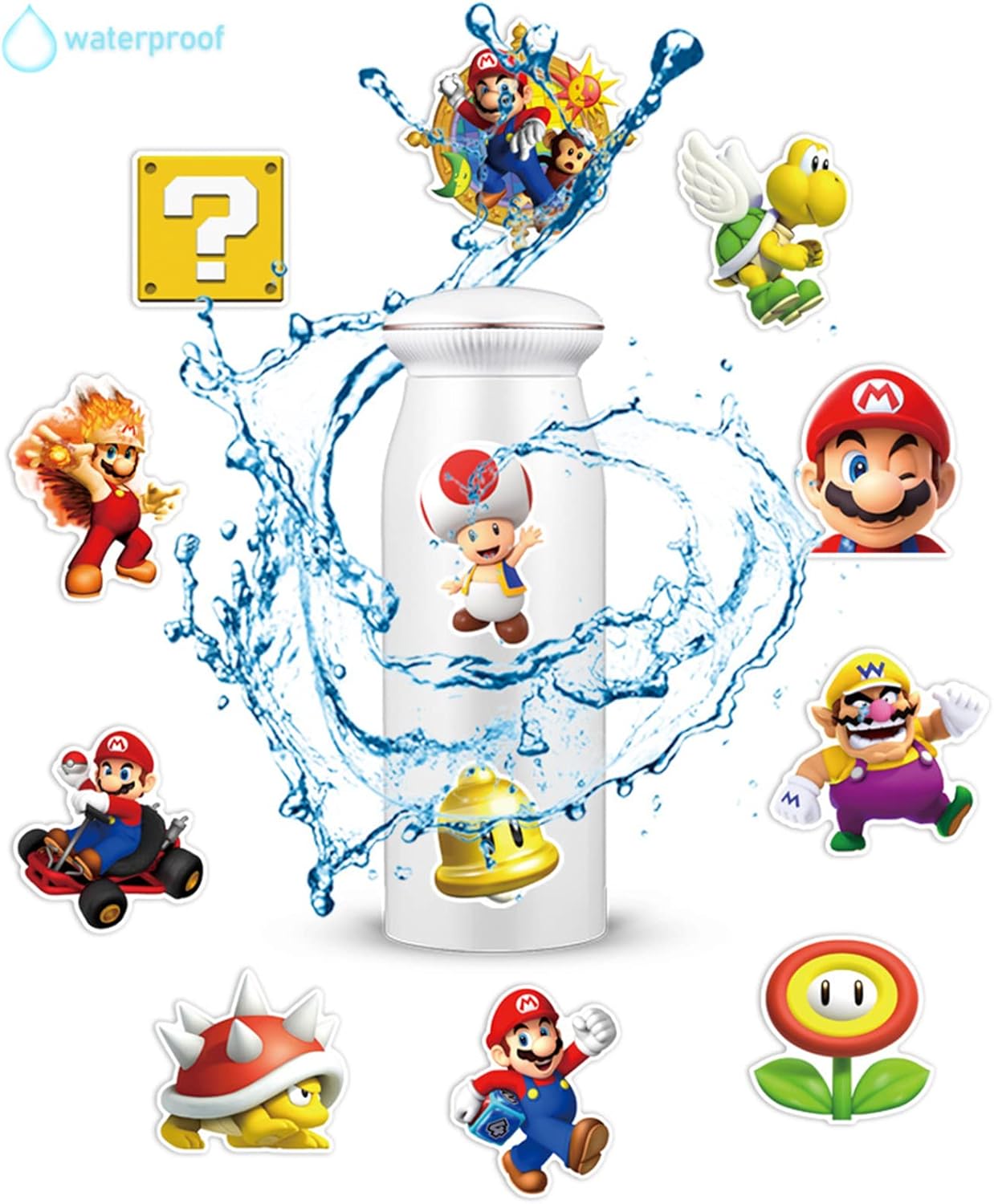 100 calcomanías de Super Mario, regalos de dibujos animados de Mario Bros para Kdis, calcomanías de vinilo impermeables para laptop de adolescentes,