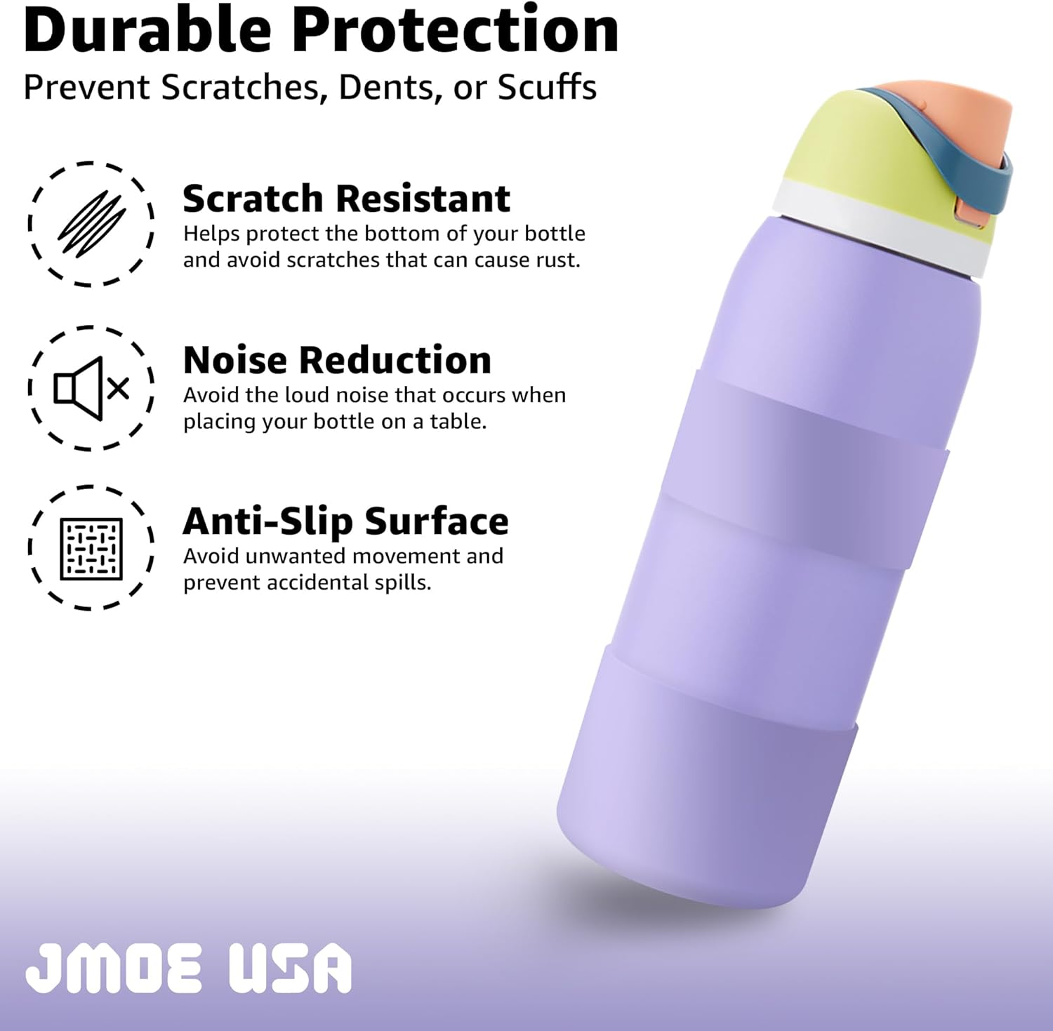 Jmoe USA Funda de silicona para bota + agarre de mano para botella de agua Owala de 40 onzas, sin BPA y goma de silicona de grado alimenticio,