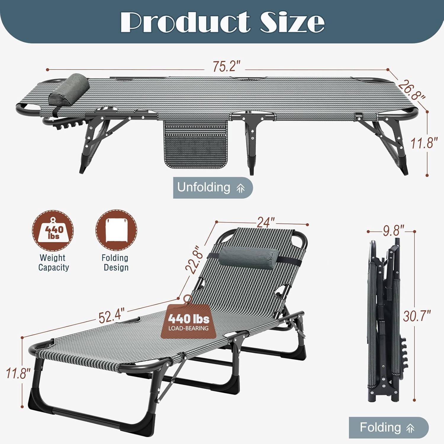 ABORON Silla de sala de estar, silla portátil resistente para dormitorio, sillas interiores ajustables para relajar la siesta
