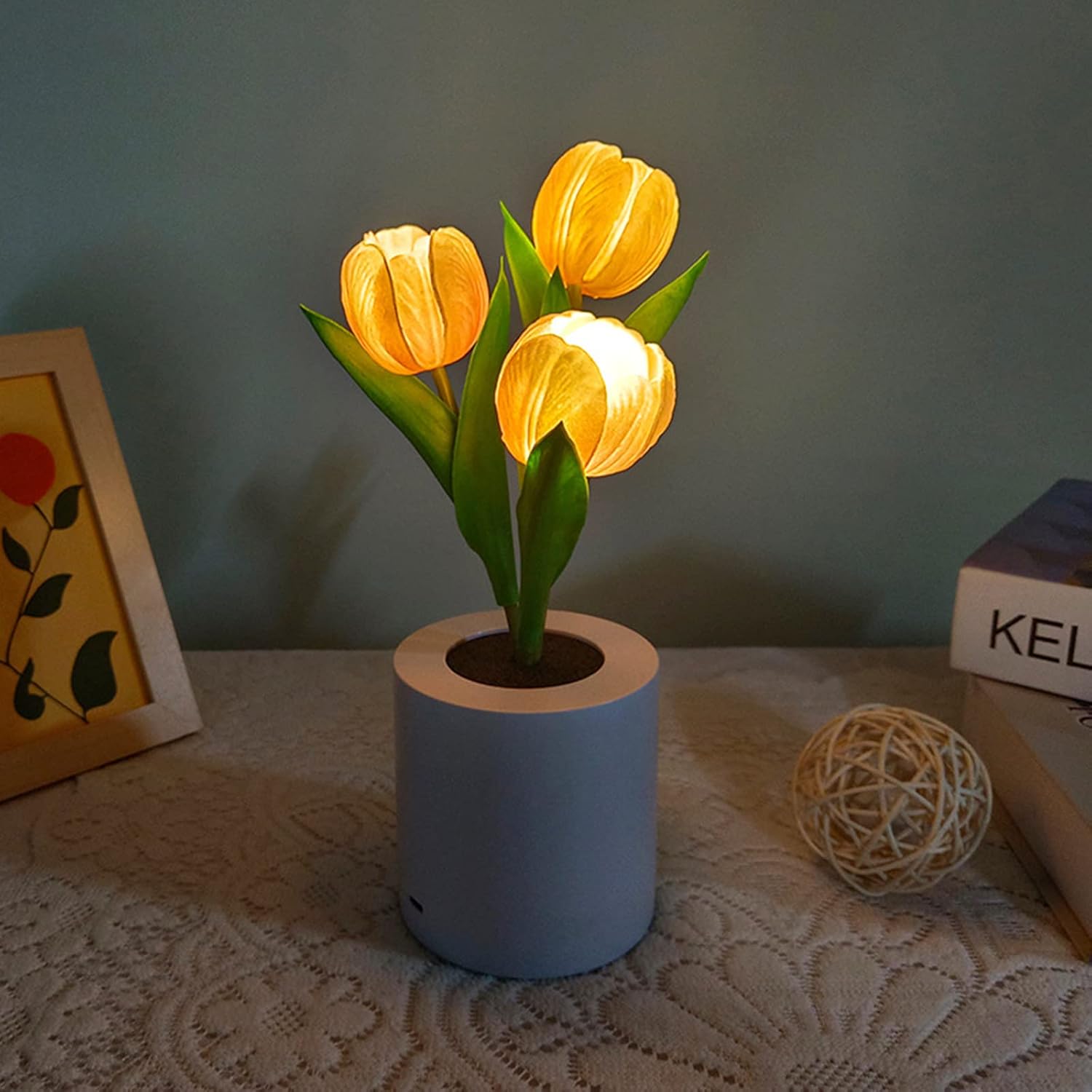 Lámpara de girasol, girasol artificial en maceta con luces LED, luz nocturna LED USB, lámpara de mesa, mesita de noche, dormitorio, luz decorativa