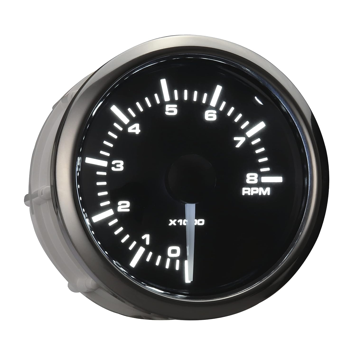 MOTOR METER RACING Tacómetro electrónico universal de 8000 rpm, 2-116 pulgadas, 2.047 in con retroiluminación LED blanco y ámbar, esfera negra,