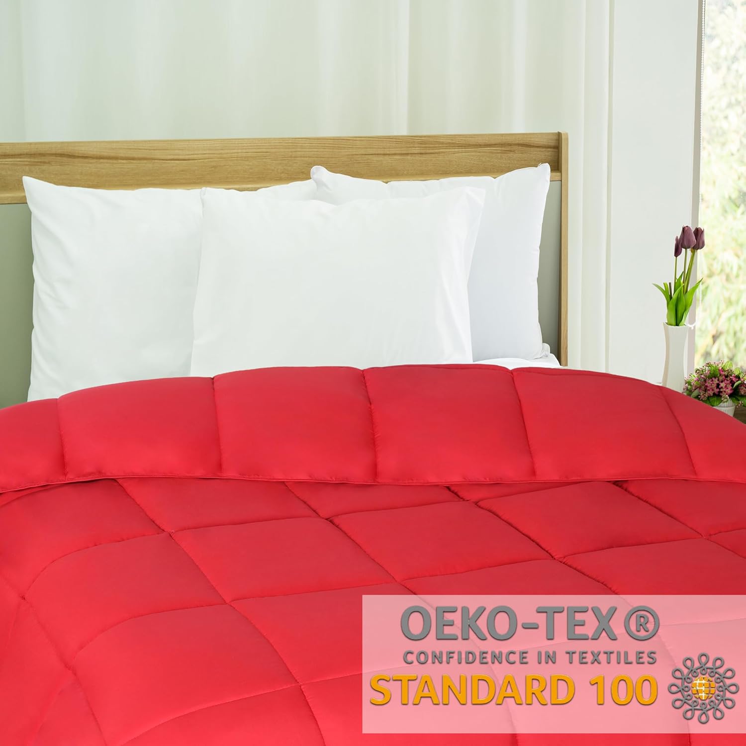 Superior Edredón sólido de microfibra cepillada, ropa de cama alternativa al plumón, reversible, peso medio, esponjoso, decorativo, relleno de