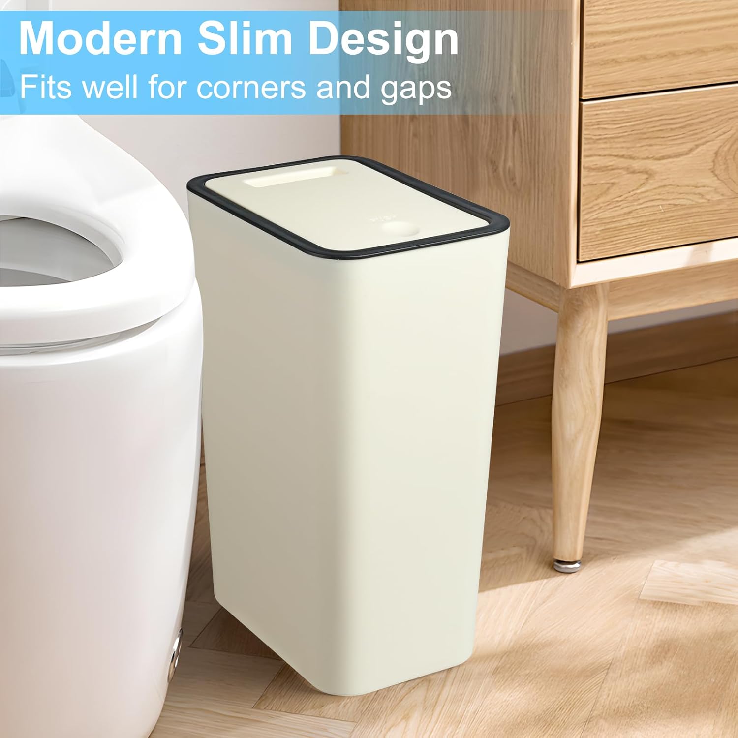 Anzoymx Botes de basura para baño con tapas, paquete de 2 botes de basura de cocina de 4 galones con tapa desplegable, cesta de basura pequeña y