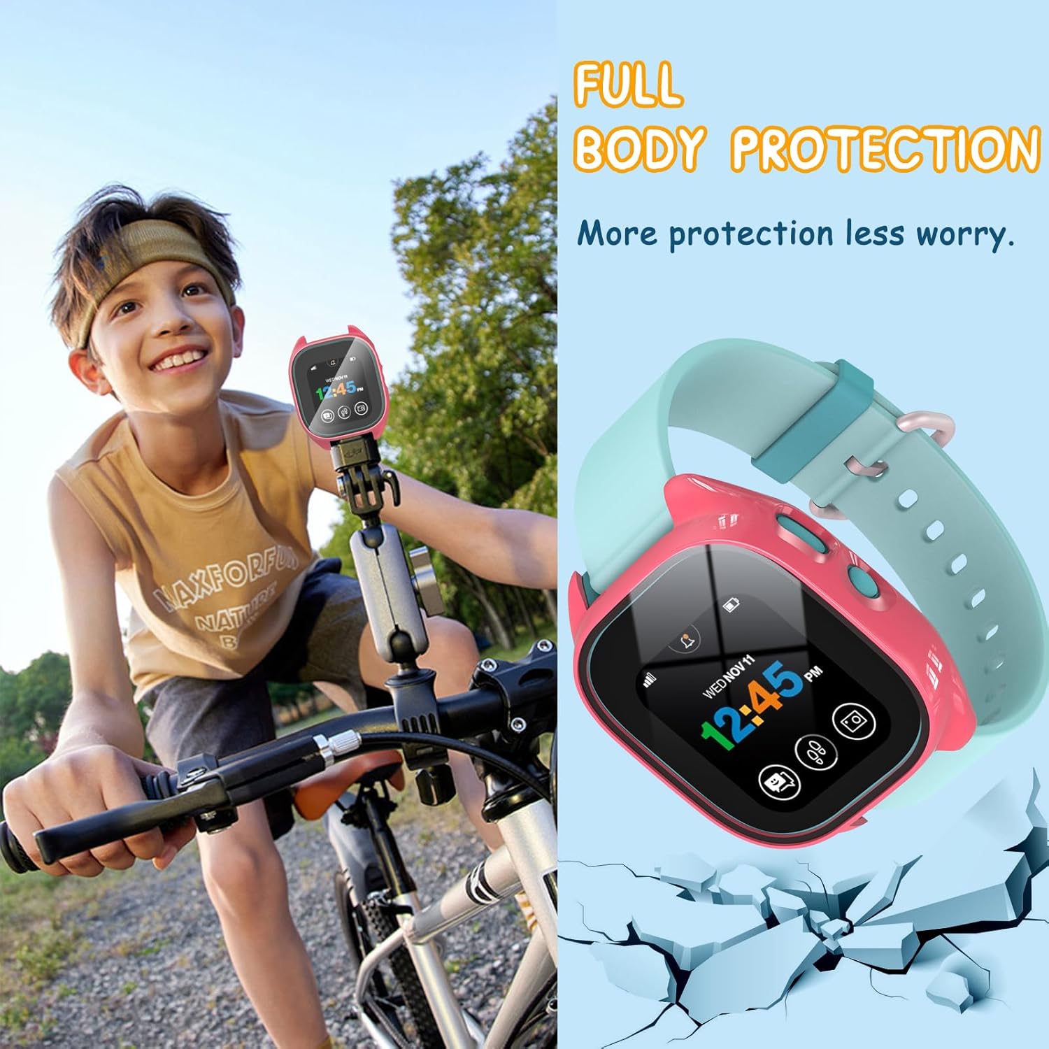 ottpluscase Gizmo 3 – Juego de 1 funda protectora de pantalla para Gizmo Watch 3 con vidrio templado 9H, protector de pantalla para niños, funda