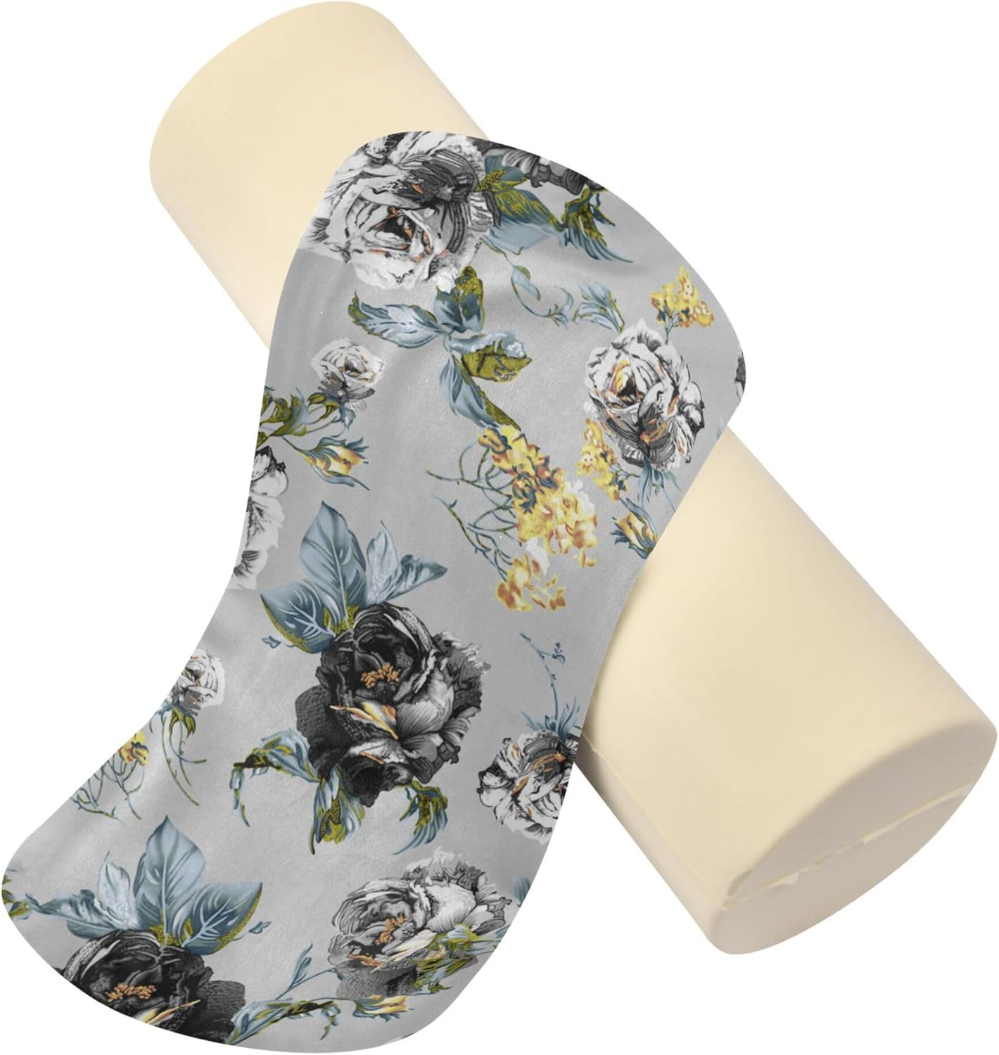 JUNZAN Almohada de cojín de flor de color de agua para piernas Fundas de almohada para dormir Cuello Roll Almohada Cama Cilindros de espuma Soporte