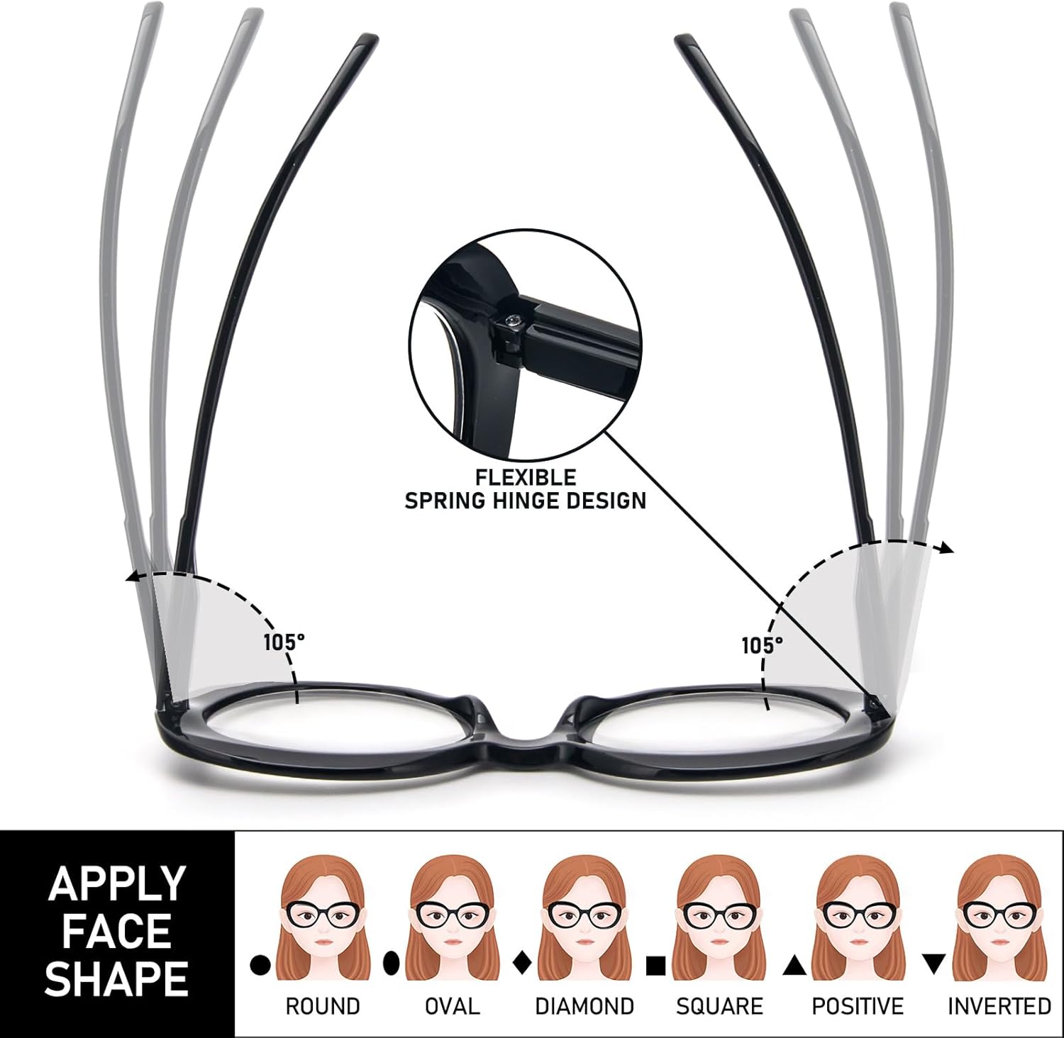 DXYXYO Lentes de lectura estilo Oprah de gran tamaño para mujer, bloqueo de luz azul, elegantes lectores con bisagra de resorte