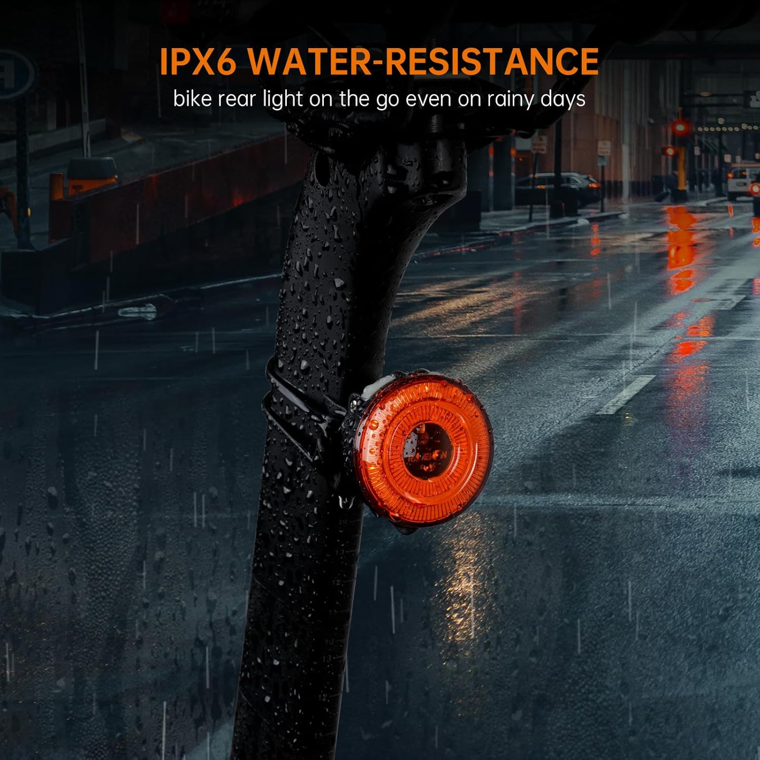 RAVEMEN Luz trasera para bicicleta, 30 lúmenes recargable USB C luz trasera en modo intermitente de advertencia con sensor de luz, IPX6 impermeable