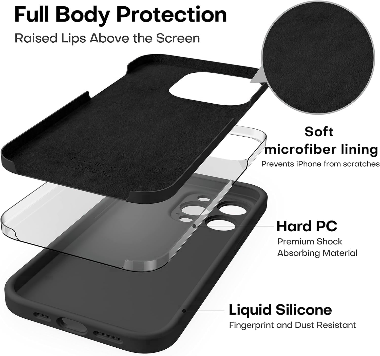 CellEver Elite – Funda para iPhone 14 Pro Max de 6.7 pulgadas, funda de silicona duradera con revestimiento de nanotecnología, protección mejorada