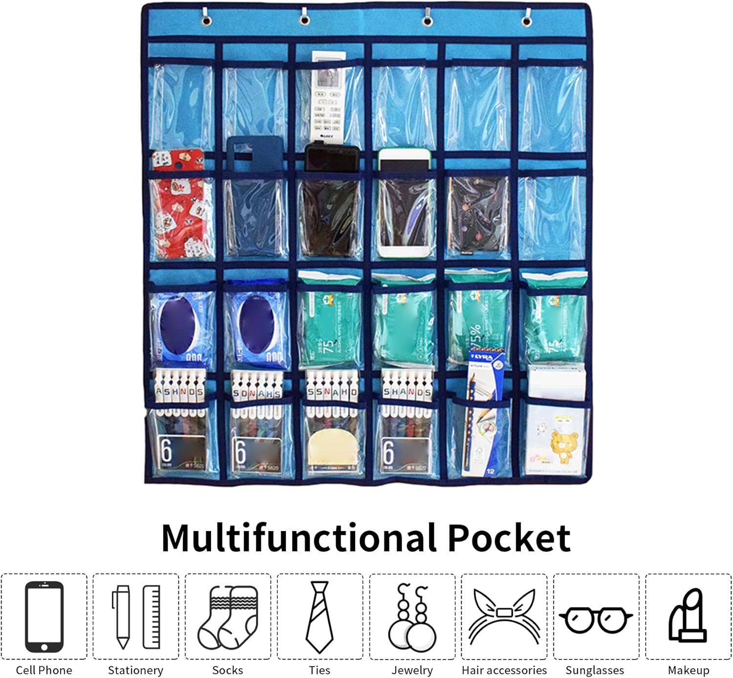 SAVORLIVING Organizador de bolsillo para aula, tabla de bolsillo para calculadora de teléfono celular, organizador de bolsillo transparente para