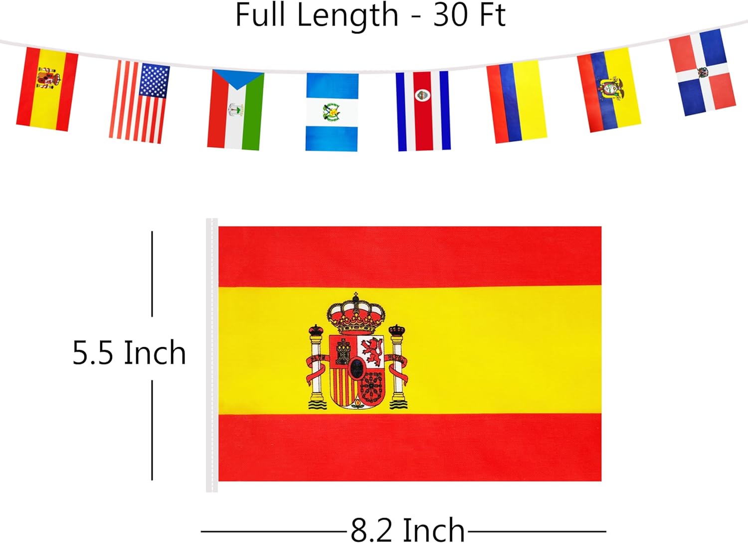 Banderas de América Latina de 22 países, banderas de cuerda de habla española, bandera internacional de banderines latinos para aula, fiesta,