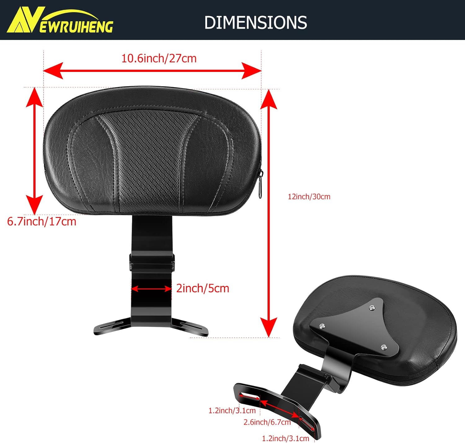 Almohadilla para respaldo delantero del conductor compatible con Harley Touring CVO Street Glide Electra Glide Road King Road Glide 2009-2022 (negro)