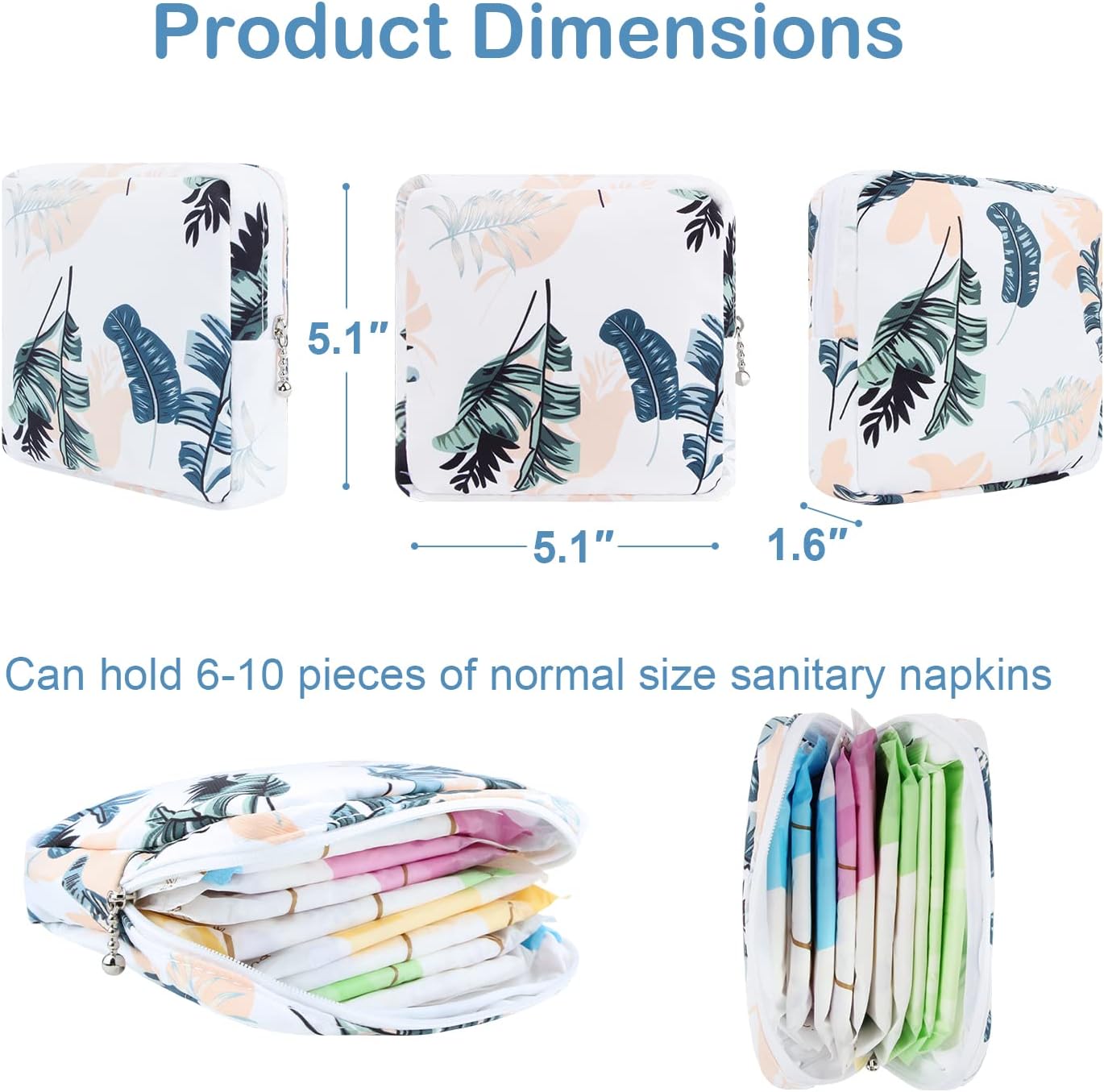 Desing Wish Bolsa de almacenamiento de almohadillas sanitarias, bolsa portátil para el período para adolescentesservilletas sanitariastampones