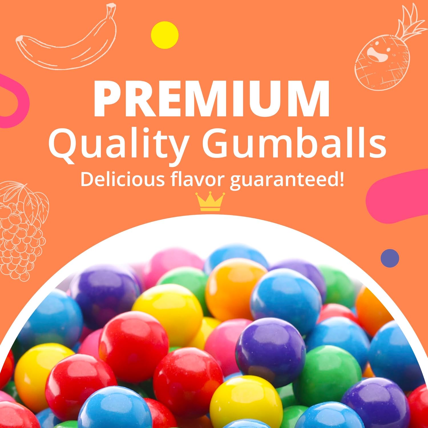 Bolas de chicle para repuestos de máquina de chicle, bolas de goma de mascar con sabor a frutas surtidas, mini chicles de 0.5 pulgadas, paquete de