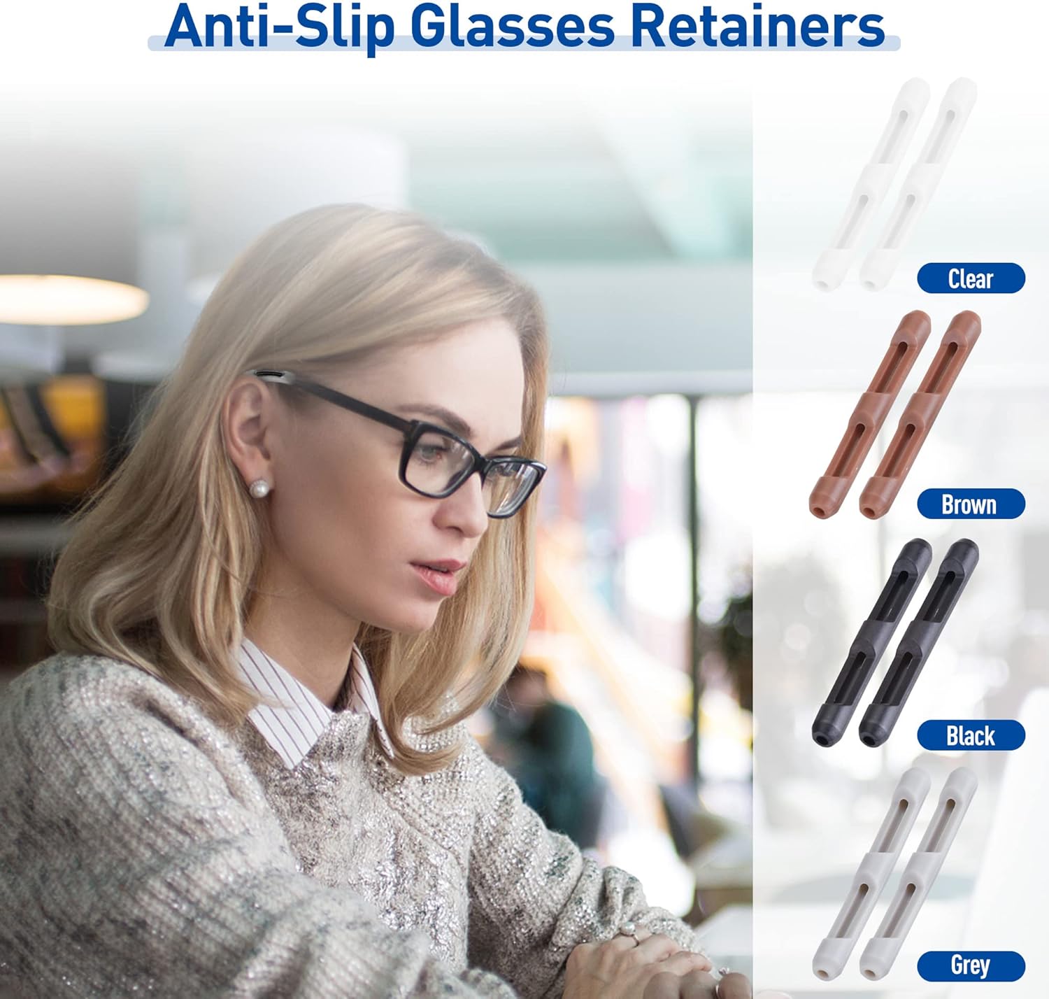 Lentes de silicona suave con puntas de sien, retenedores de lentes cómodos y elásticos antideslizantes para lentes de sol, lentes de lectura, 6