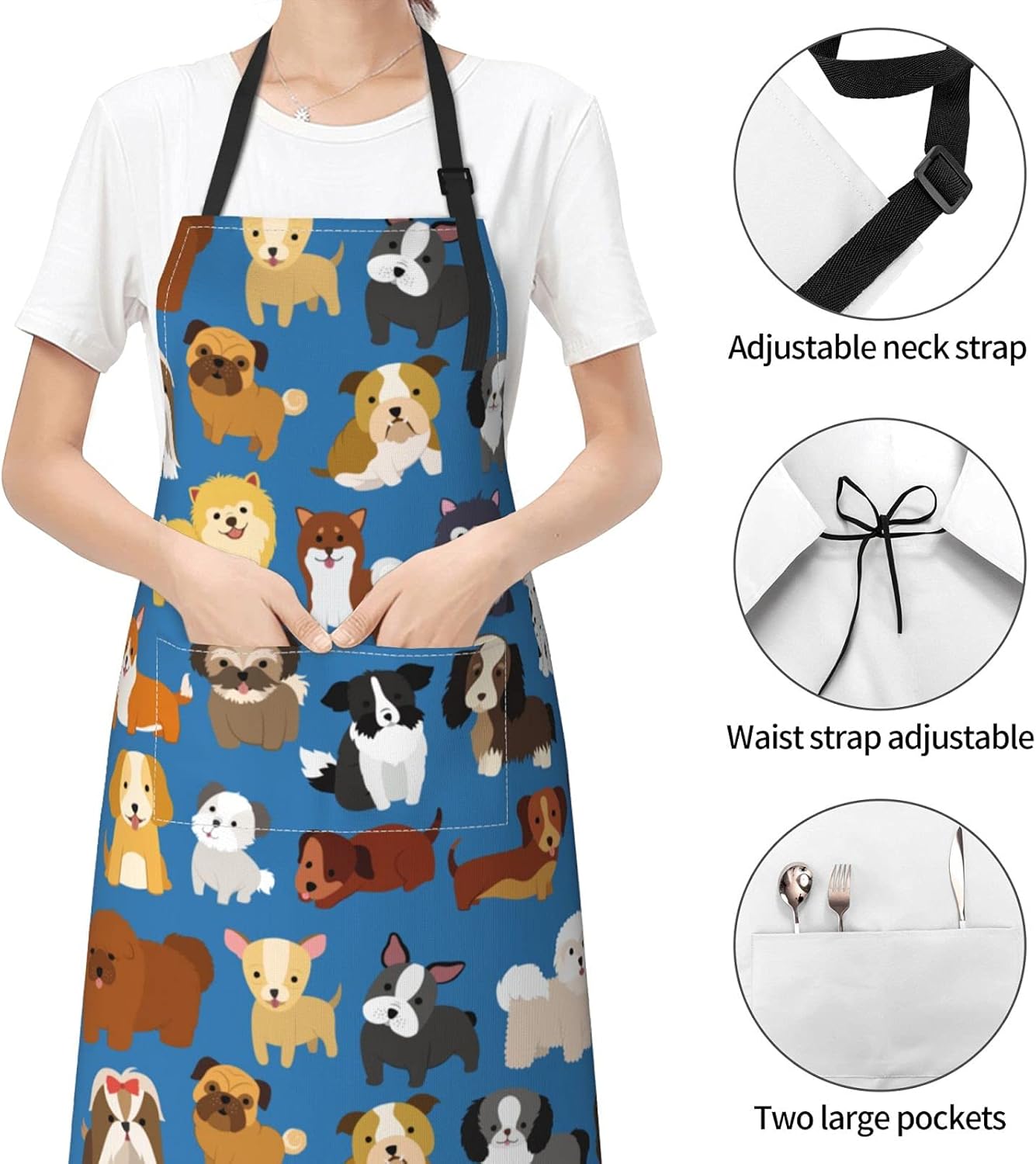 Wisedeal Delantal para perros y cachorros, delantal para perros de varias razas con 2 bolsillos para mujeres, adecuado para cocinar, chef, parrilla,
