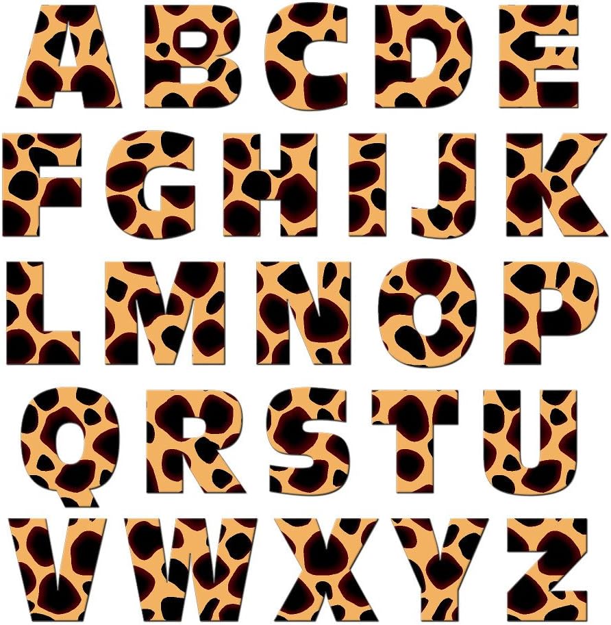 Gráficos y más las letras del alfabeto mayúsculas novedad regalo Locker refrigerador imán de vinilo set, Cheetah animales de impresión
