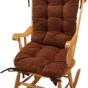 Big Hippo Juego de cojines para silla mecedora, respaldo alto para exterioresinteriores, cojines para respaldo y asiento copetudo con lazos (marrón) Big Hippo Juego de cojines para silla mecedora, respaldo alto para exterioresinteriores, cojines para respaldo y asiento copetudo con lazos (marrón)