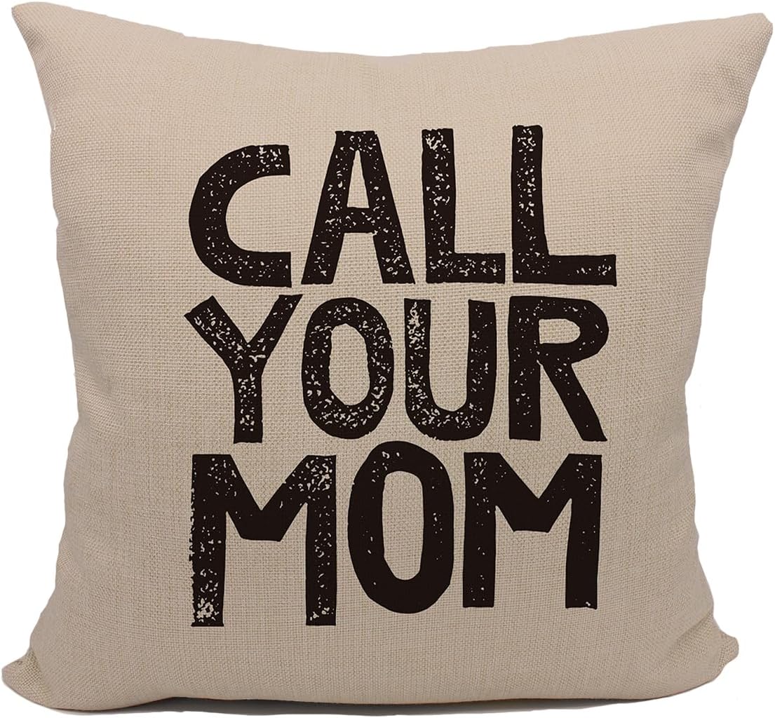 Call Your Mom – Funda de almohada divertida para hija, hijo, accesorios de dormitorio, fiesta de graduación, 18 x 18 pulgadas, funda de cojín
